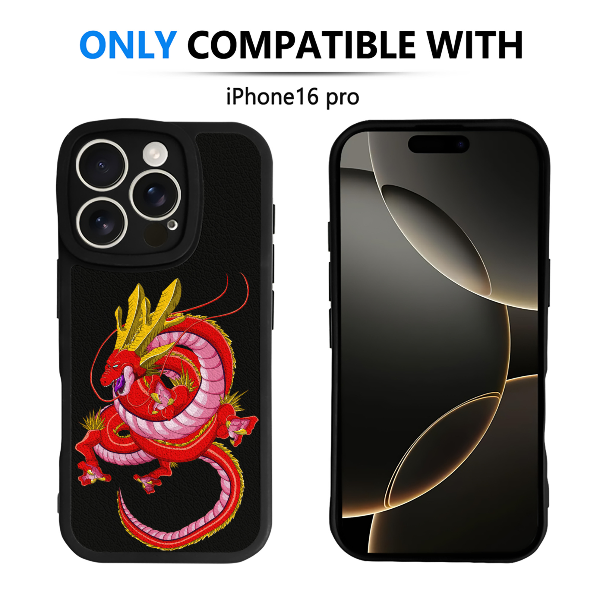 （画像用） ドラゴンボール 神龍 シェンロン DRAGON BALL Shenron 【iPhone 16シリーズ対応】シリコンスマホケース（レザー調） 材質：シリコン
